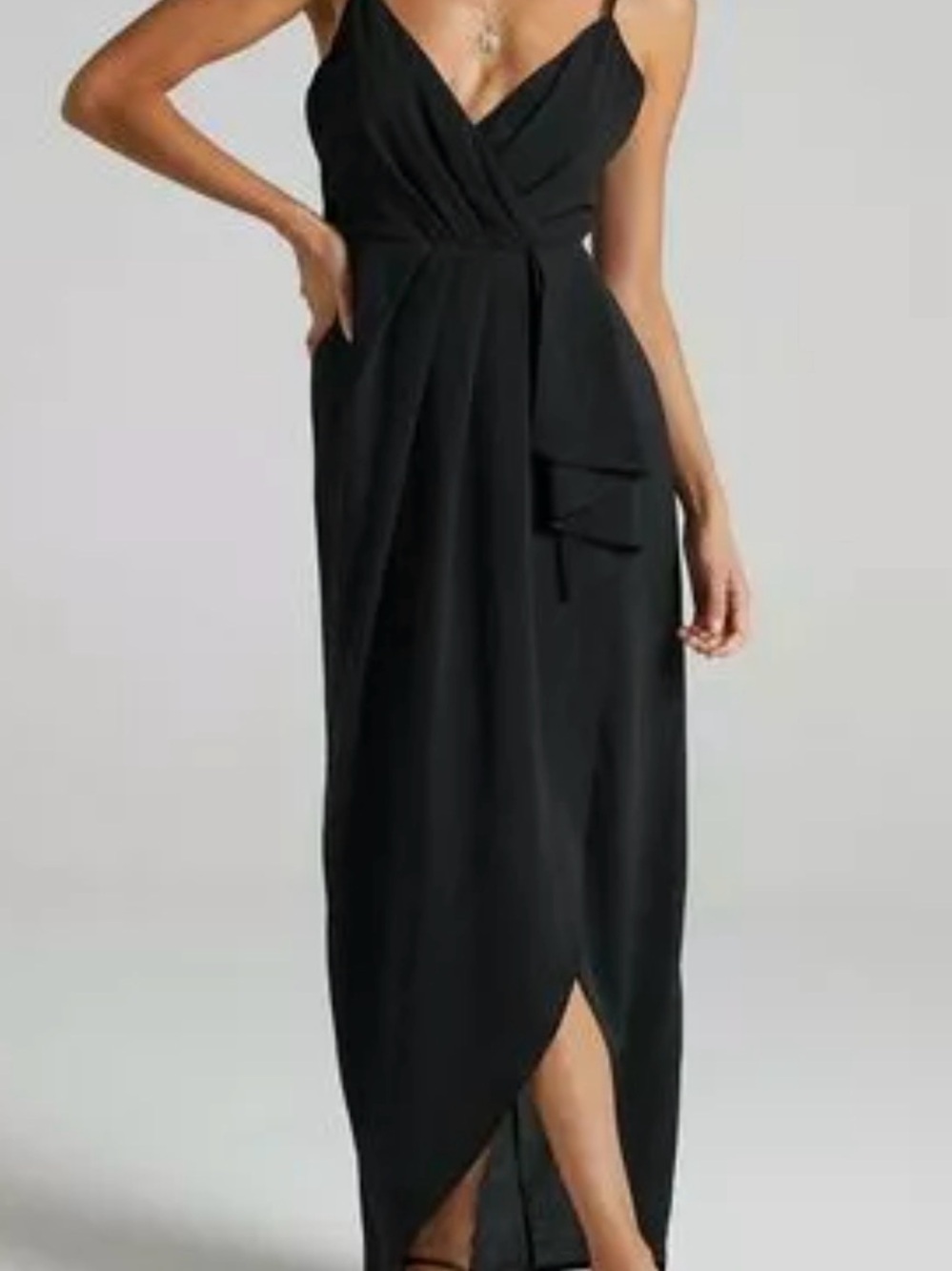 Showpo Black Spaghetti-Strap Maxi Dress
